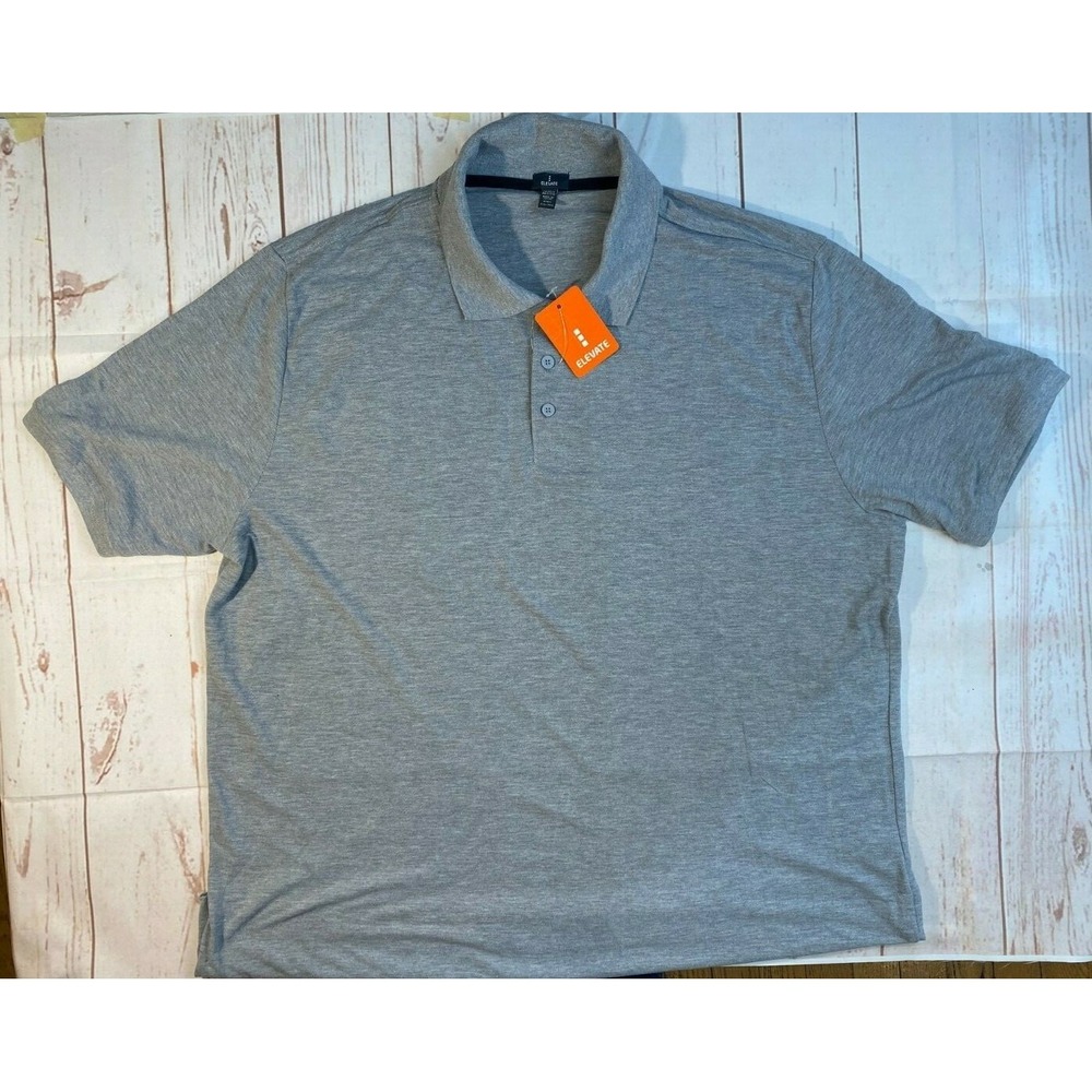 ELEVATE Mens SS Shirt Polo 4XL XXXXL Gray Big Tall Grey Solid